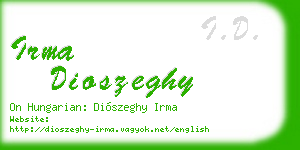 irma dioszeghy business card
