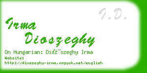 irma dioszeghy business card